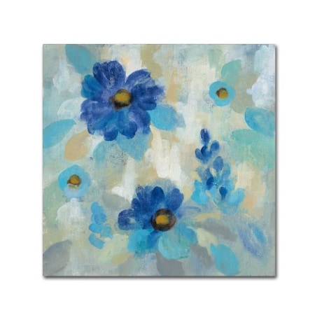 Silvia Vassileva 'Blue Flowers Whisper II' Canvas Art,18x18